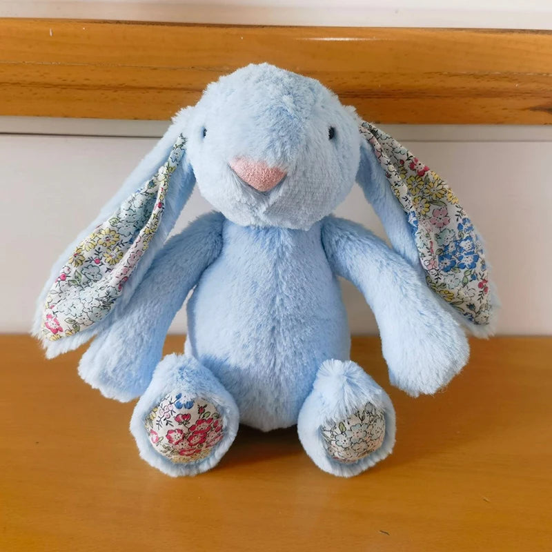 25CM Super Soft Bunny Plush Toy Cute Rabbits Stuffed Animals with Flowered Long Ears Plushies for Girls Children Gift