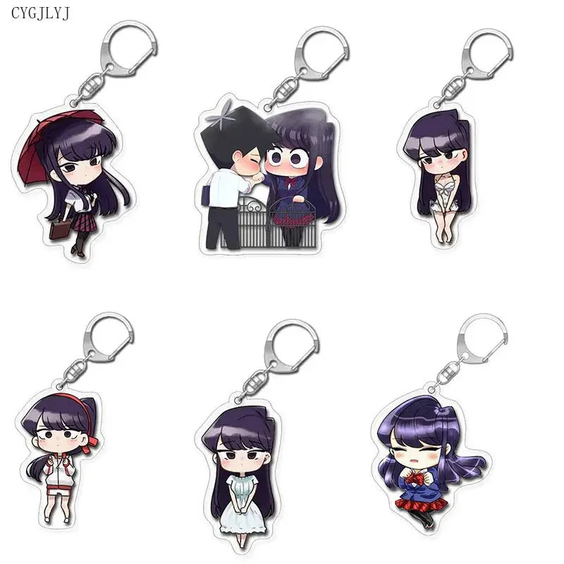 Cute Anime Keychain Komi San Wa Komyushou Desu Women Komi Shoko Tadano Hitohito Key Chain Man Acrylic Accesories Kawaii Chaveio