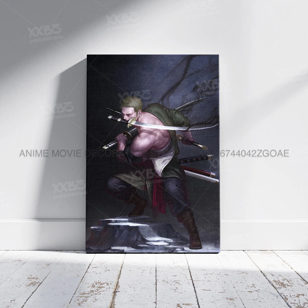 ONE PIECE Poster Roronoa Zoro Decorative Painting Anime Home Decor Straw Hat Pirates Canvas Picture Pirate Hunter Wall Art Mural