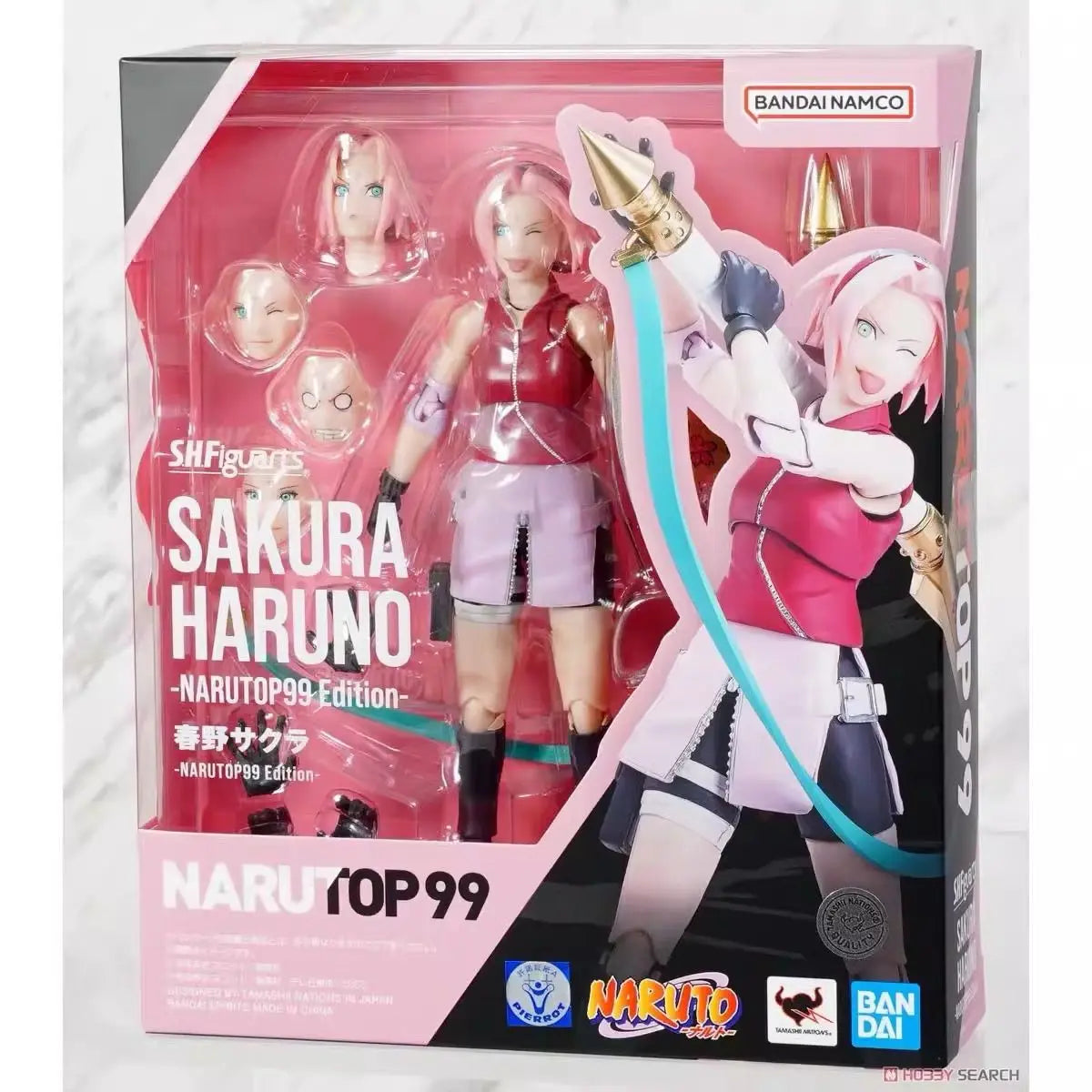 Original Bandai Anime Action Figure Naruto Shfiguarts Haruno Sakura Narutop99 Edition Finished Model Kit Toy Children Gift