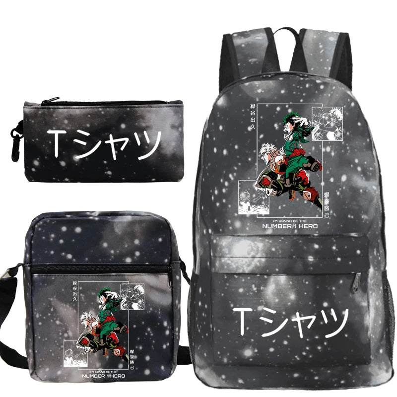 Anime My Hero Academia School Bags Boys Girls Cartoon Rucksack 3pcs Set Boku No Hero Academia Bookbag Children Backpacks Gift
