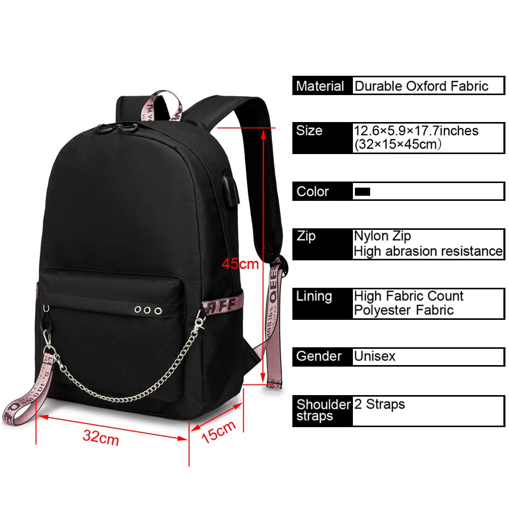 My Hero Academia Deku USB Backpack Fashion Bakugo Todoroki Cosplay Bookbag for School Boys Girls Fans Bag Mochila
