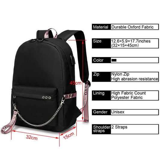My Hero Academia Deku USB Backpack Fashion Bakugo Todoroki Cosplay Bookbag for School Boys Girls Fans Bag Mochila