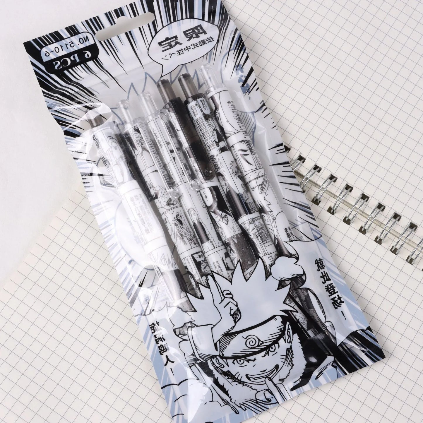 Naruto 6Pcs/set Gel Pen Anime Uchiha Itachi 0.5 Lack Ink Signature Pen School Writing Supplies Stationery Children Festivalgift