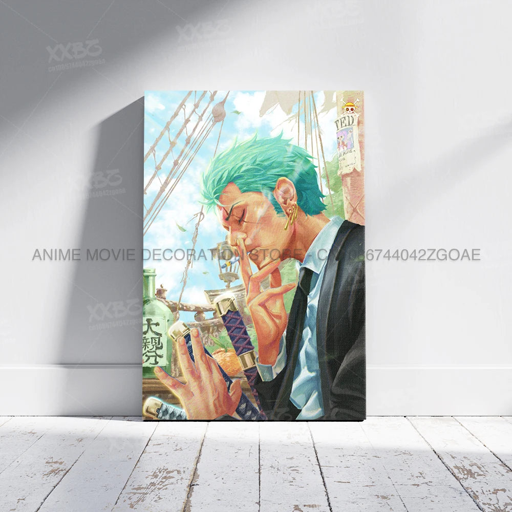 ONE PIECE Poster Roronoa Zoro Decorative Painting Anime Home Decor Straw Hat Pirates Canvas Picture Pirate Hunter Wall Art Mural