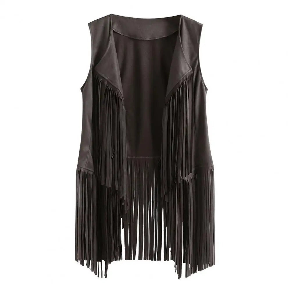 Women's Jacket Fringe Vest for Concerts Cosplay Hop Style with Lapel Waistcoat outdoor clothes