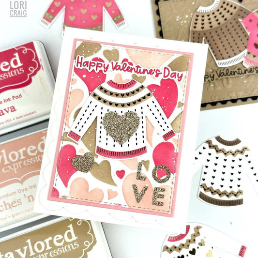 Valentine Emotion Clear Stamp Happy Mail Sweater Die Combo Love Hearts Layering Stencil Dinky Dies DIY Gift Scrapbooking Card