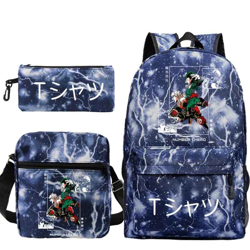 Anime My Hero Academia School Bags Boys Girls Cartoon Rucksack 3pcs Set Boku No Hero Academia Bookbag Children Backpacks Gift