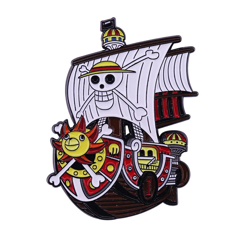 Anime One Piece Enamel Pin Pirate Ship Going Merry Brooches Lapel Pins for Backpack Briefcase Badges Fashion Jewelry Accessories
