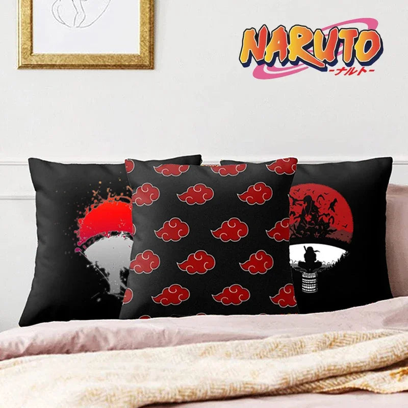 Anime Naruto Printed Pillow Case Red Cloud Uchiha Itachi Action Figures Square Pillow Covers Cushion Sofa Decor Cover Toys Gift