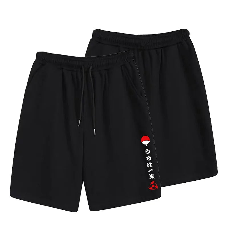 Naruto cartoon print summer casual shorts anime Akira organization Naruto peripheral micro-elastic loose sports shorts men