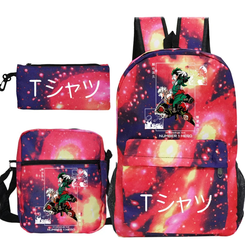 Anime My Hero Academia School Bags Boys Girls Cartoon Rucksack 3pcs Set Boku No Hero Academia Bookbag Children Backpacks Gift
