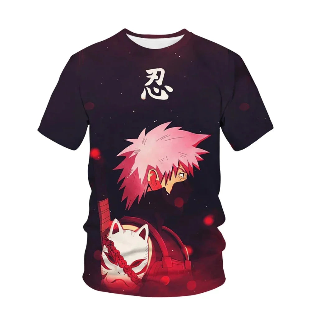Naruto Boys Girls T-shirt Sasuke Men's T-shirt 3D Printing Shippuden Short-sleeved Anime Men's T-shirt Akatsuki Men's Clothing