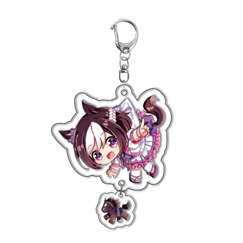 Cute Anime Pretty Derby Shuttle Mejiro Mcqueen Symboli Rudolf Kawaii Acrylic Keychain Jewelry Cosplay Costumes Props Peripherals