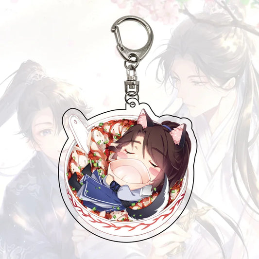 Cute Anime The Husky And His White Cat Shizun Keychain Chu Wanning Mo Ran Cosplay Acrylic Keyring Bag Pendant Fans Gift 6CM