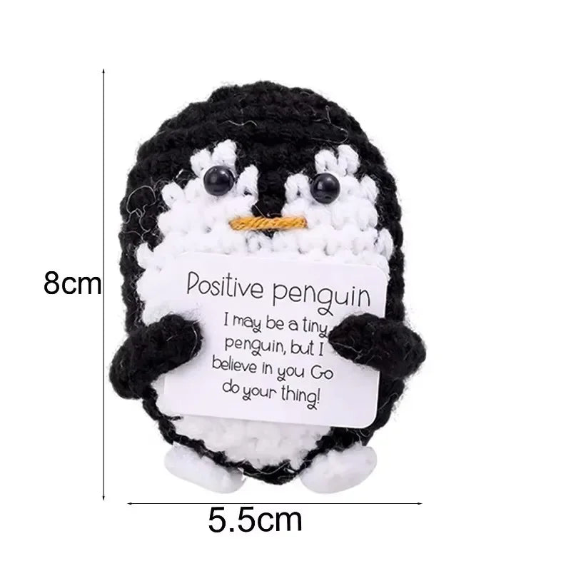 Wool Yarn Shark Doll Energy Potatoes Cucumber Knit Toy Penguin Handmade Pocket with Positive Card Decor Emotional Craft Ornament