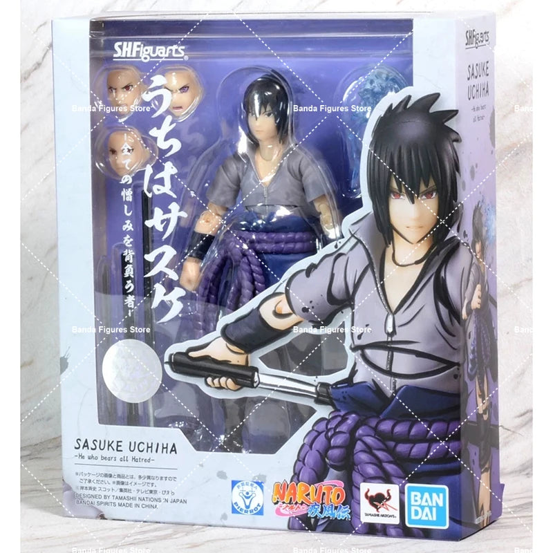 Original Bandai S.H.Figuarts Shf Naruto Shippuden Obito Uchiha Sasuke Kakashi In Stock Anime Action Collection Figures Model Toy