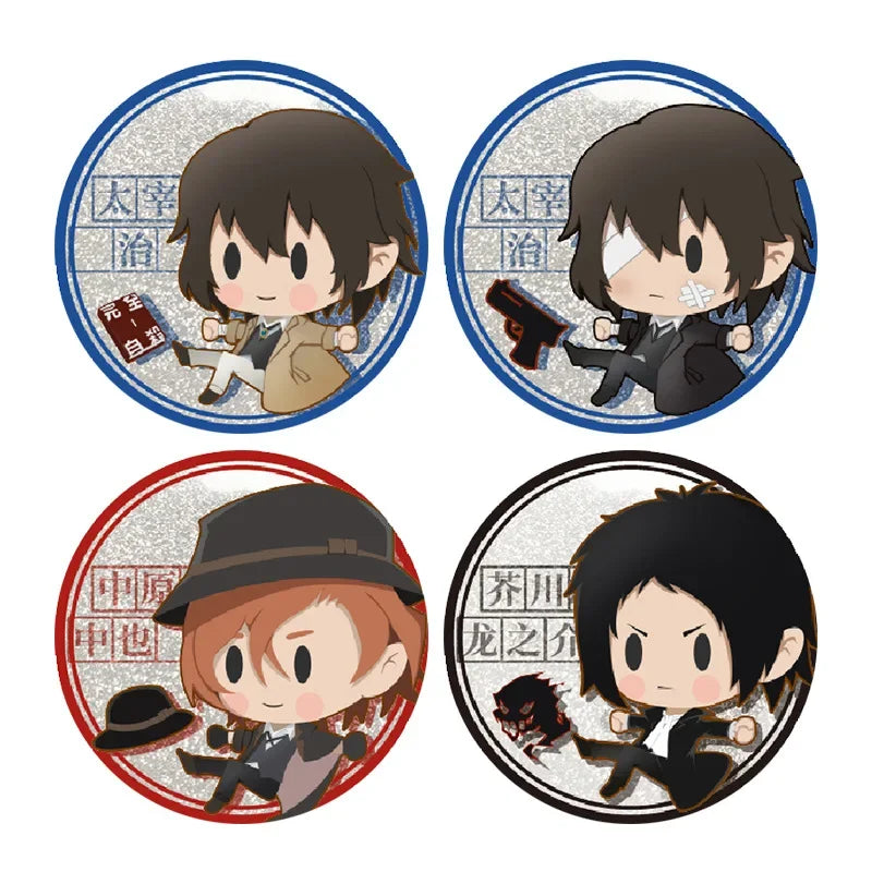 58mm Anime Popular Brooches Dazai Osamu Kunikida Doppo Edogawa Rampo Figure Badge Kawaii Enamel Pin Accessories Decor Collection