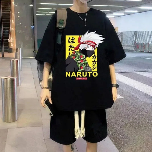 Naruto anime summer T-shirt suit men's ins trend thin short-sleeved shorts two-piece casual sports suit birthday gift wholesale