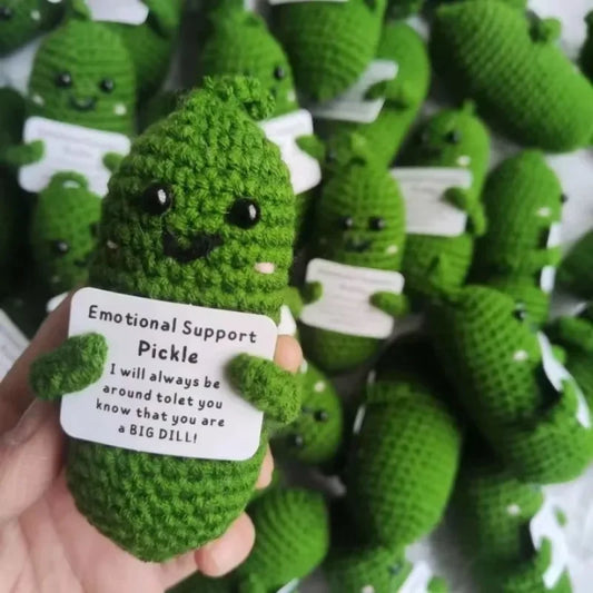 Wool Yarn Shark Doll Energy Potatoes Cucumber Knit Toy Penguin Handmade Pocket with Positive Card Decor Emotional Craft Ornament