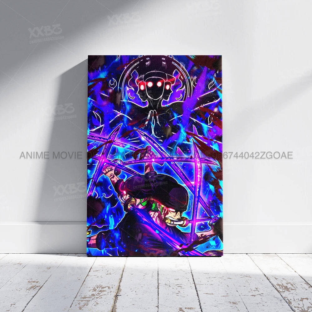 ONE PIECE Poster Roronoa Zoro Decorative Painting Anime Home Decor Straw Hat Pirates Canvas Picture Pirate Hunter Wall Art Mural