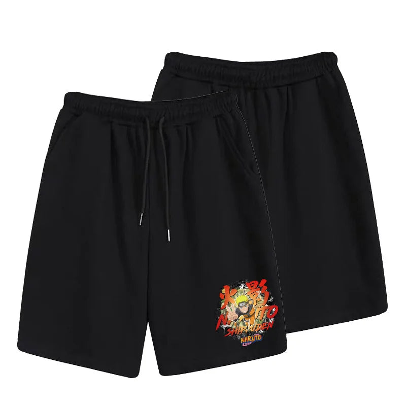 Naruto cartoon print summer casual shorts anime Akira organization Naruto peripheral micro-elastic loose sports shorts men